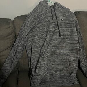 Mens XL Hoodie - fleece inside, 3/4 zip. Dark gray/black - like new.